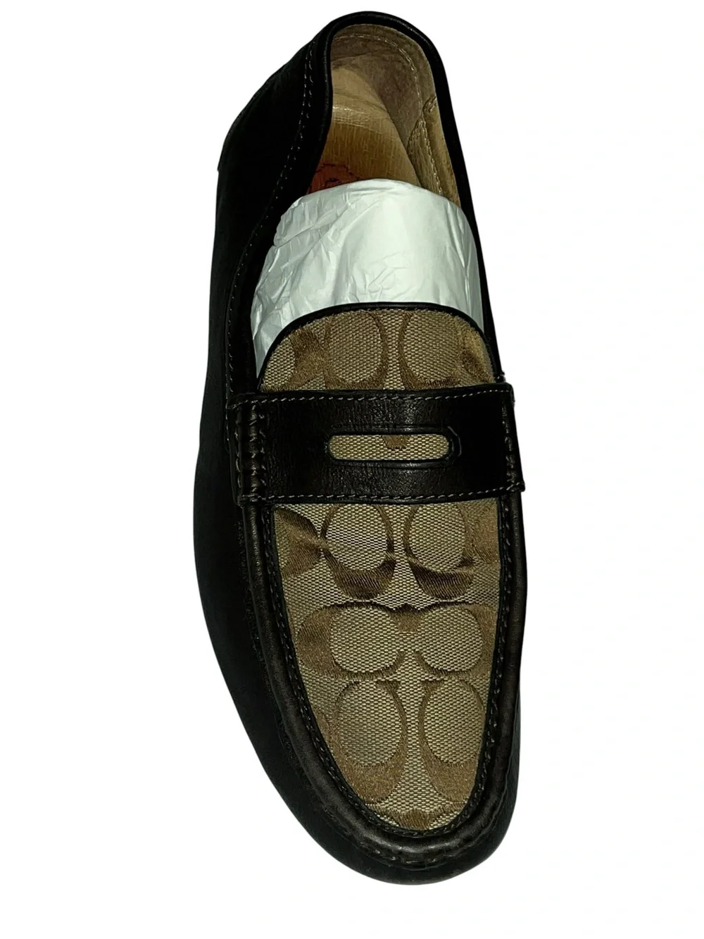 Coach Men’s Brown Signature Jacquard Penny Loafers